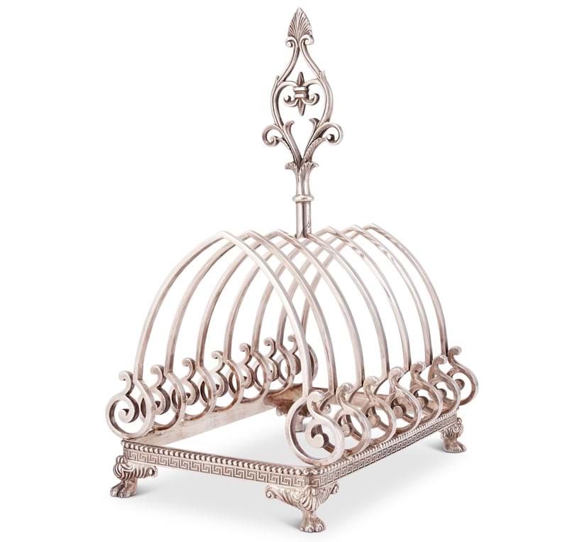 Inline Image - Lot 117: Tiffany, an American silver rectangular toast rack by Tiffany & Co., stamped marks, John C. Moore period 1850s | Est. £250-350 (+fees)