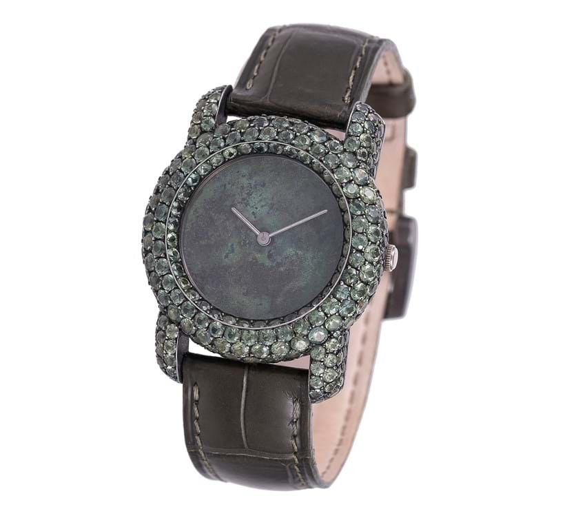 Inline Image - Lot 205: Y Hemmerle, an 18 carat white gold and tourmaline wrist watch, Piaget quartz movement | Est. £1,500-2,000 (+fees)