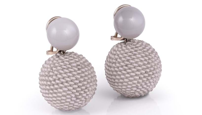 Inline Image - Lot 210: A pair of grey moonstone and agate earrings by Hemmerle | Est. £1,500-2,000 (+fees)