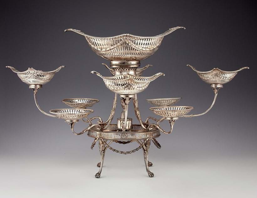 Inline Image - Lot 32: A George III silver oval epergne or centrepiece by Robert Hennell, London 1782 | 12,000-18,000 (+fees)