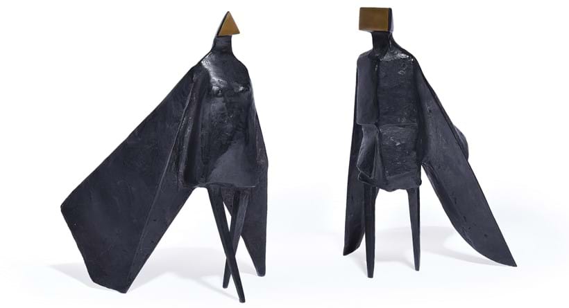 Inline Image - Lynn Chadwick (British 1914-2003), ‘Walking Cloaked Figures VIII’, Bronze with a black patina and polished bronze | Est. £40,000-60,000 (+fees)