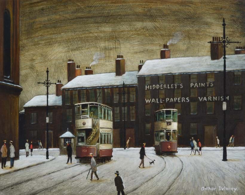 Inline Image - Arthur Delaney (British 1927-1987), ‘St. Peter's Square, Stockport’, Oil on board | Est. £3,000-5,000 (+fees)