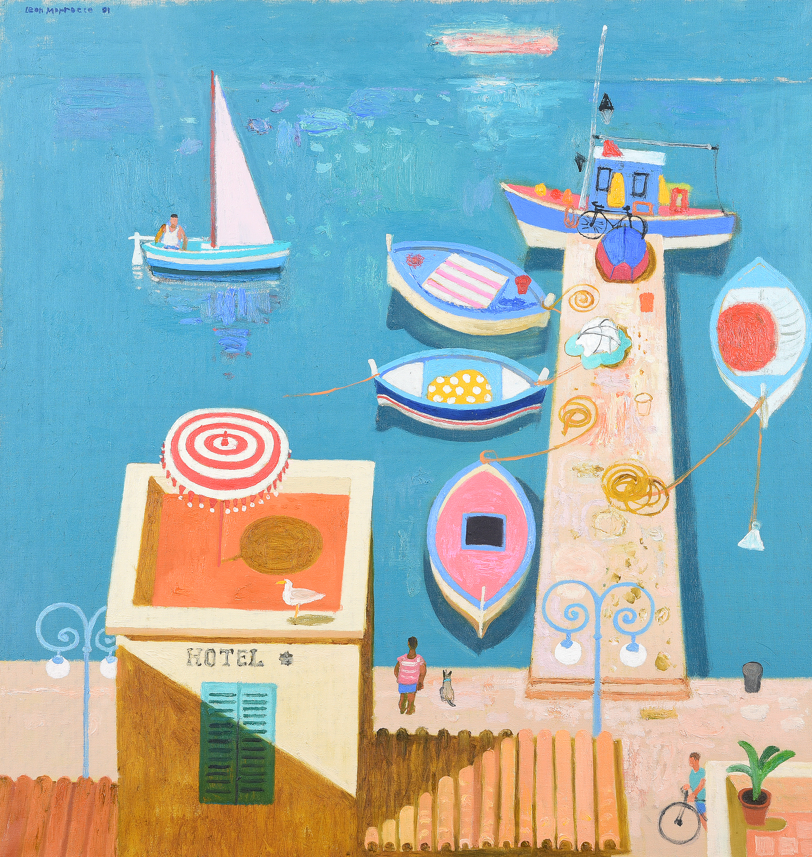 Inline Image - Leon Morrocco (Scottish B. 1942), ‘Looking Down onto the Jetty’, Oil on canvas | Est. £4,000-6,000 (+fees)