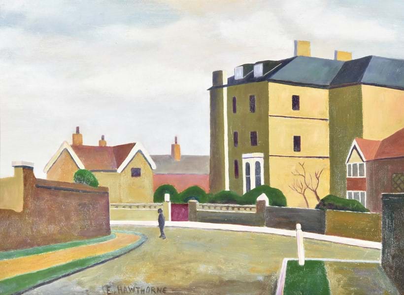 Inline Image - Elwin Hawthorn (British 1905-1954), ‘Grove Park Road, W4’, Oil on board | Est. £2,000-3,000 (+fees)