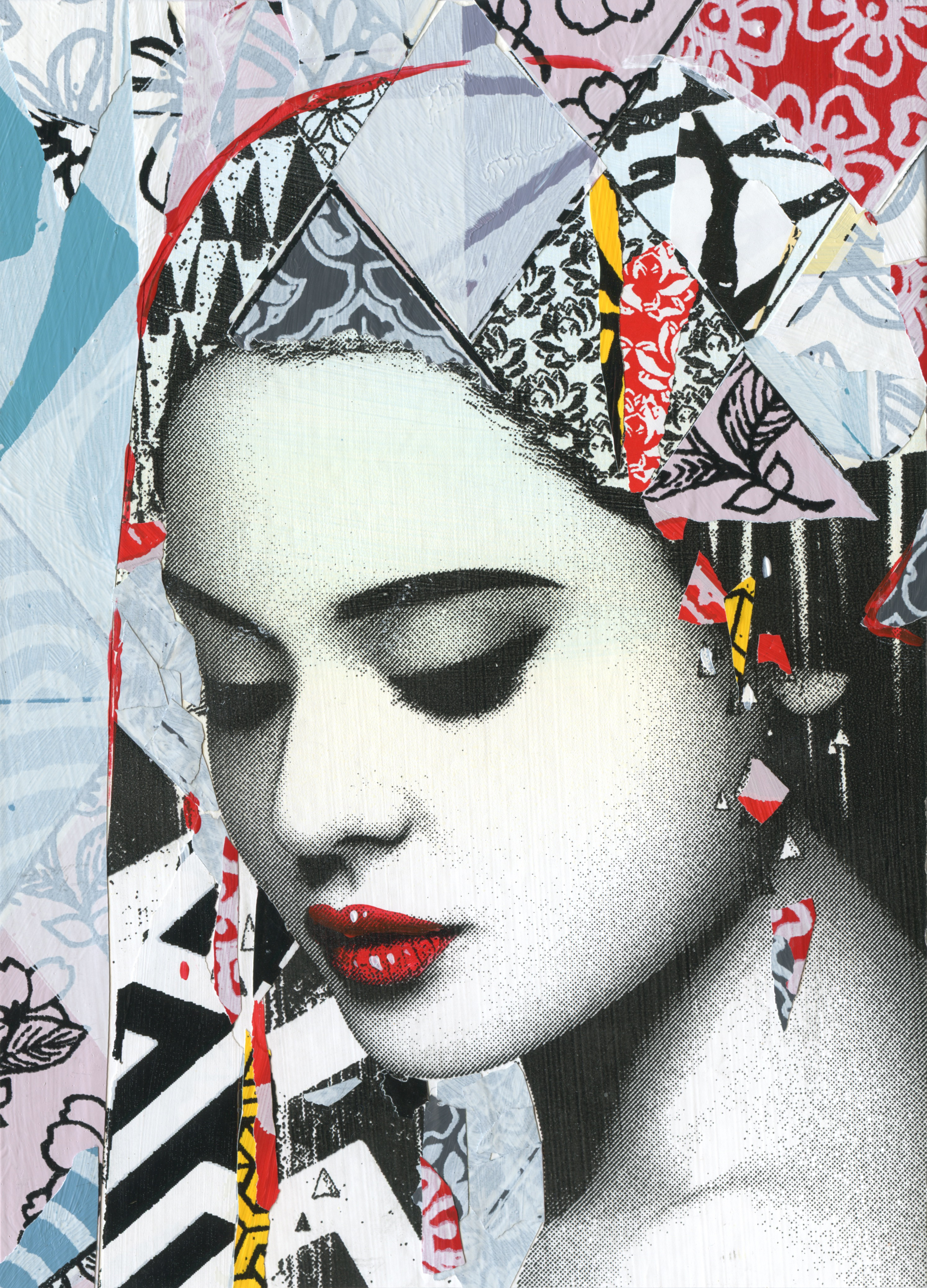 Inline Image - Lot 436: Hush, 'Collage 1752021, 2021', Mixed media | Sold for £3,000