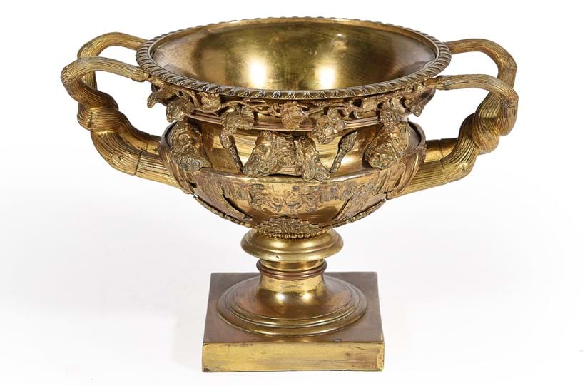 Inline Image - Lot 64: A gilt-metal and bronze model of the Warwick vase, first half 20th century | Est. £400-600 (+fees)