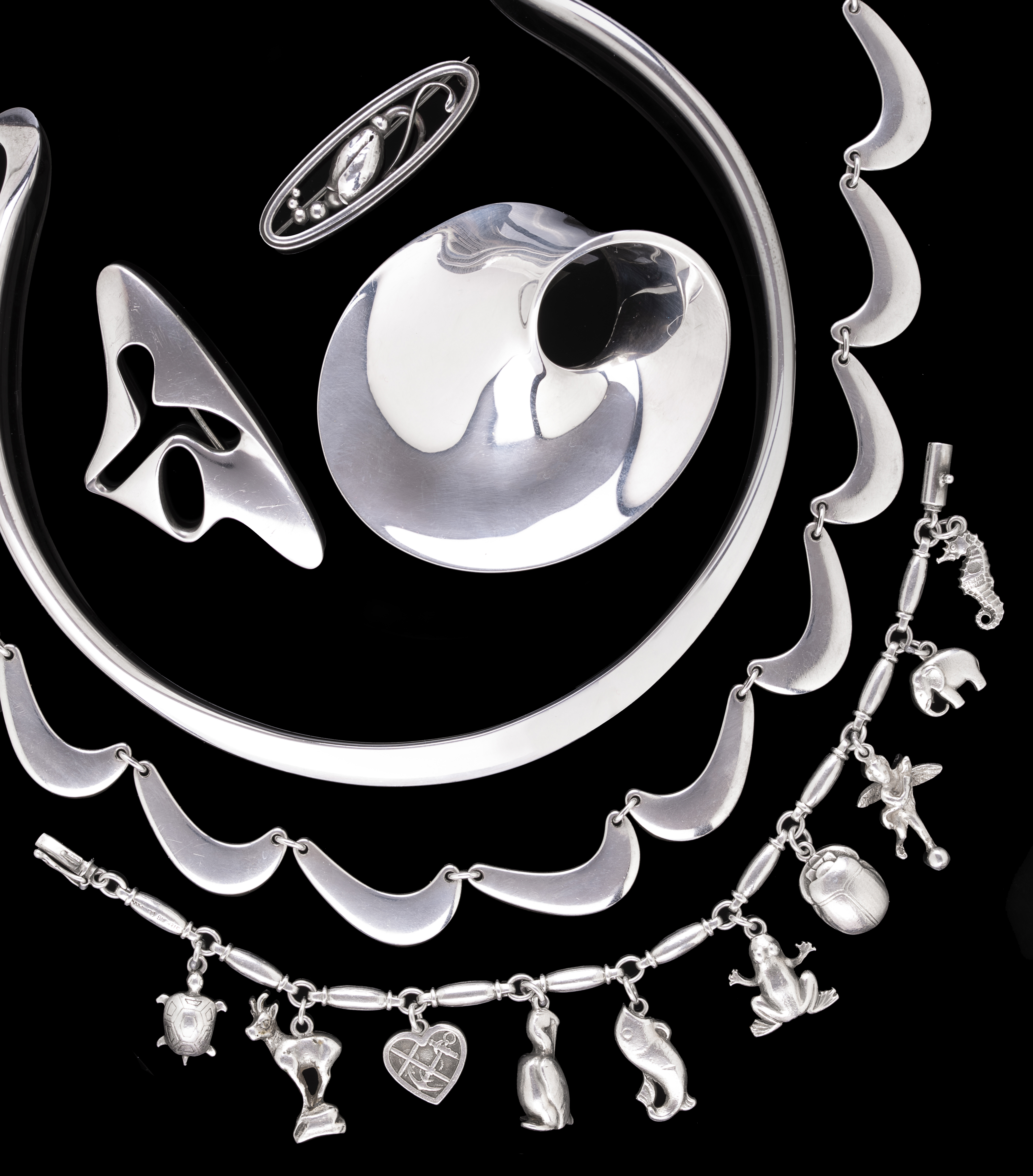 Inline Image - A selection of Georg Jensen Jewellery (Shown here are Lots  202, 197, 198, 199, 200 & 201)