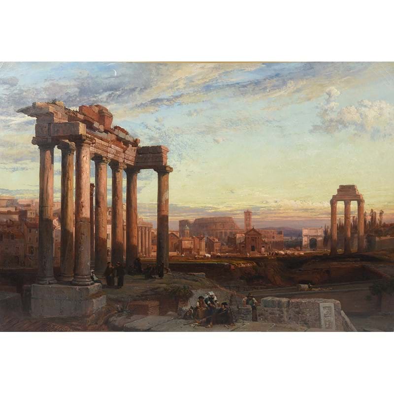 Frederick Lee Bridell (British 1831-1863), ‘The Temple of Saturn, the Forum and the Colosseum, Rome’, Oil on canvas