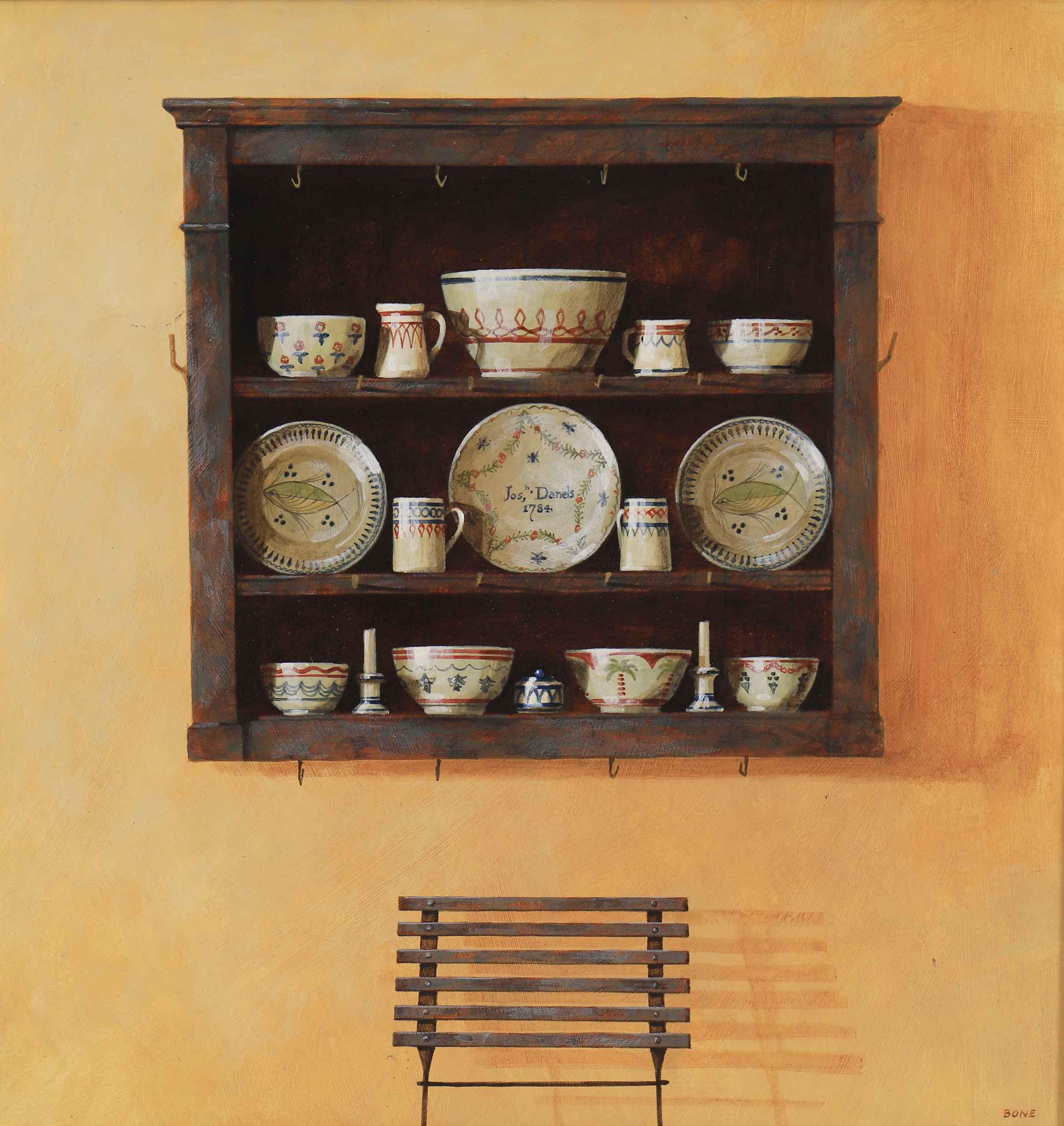 Inline Image - Lot 268: λ Ron Bone (British 1950-2011), 'Painted shelves', Oil on board | Est. £150-250 (+ fees)