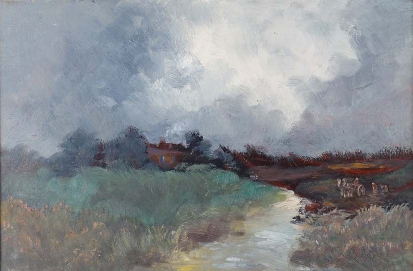 Inline Image - Lot 29: Robert West Napier (Scottish 1871-1906), 'Sketch- Weather of wind and showers', Oil on panel | Est. £200-300 (+fees)