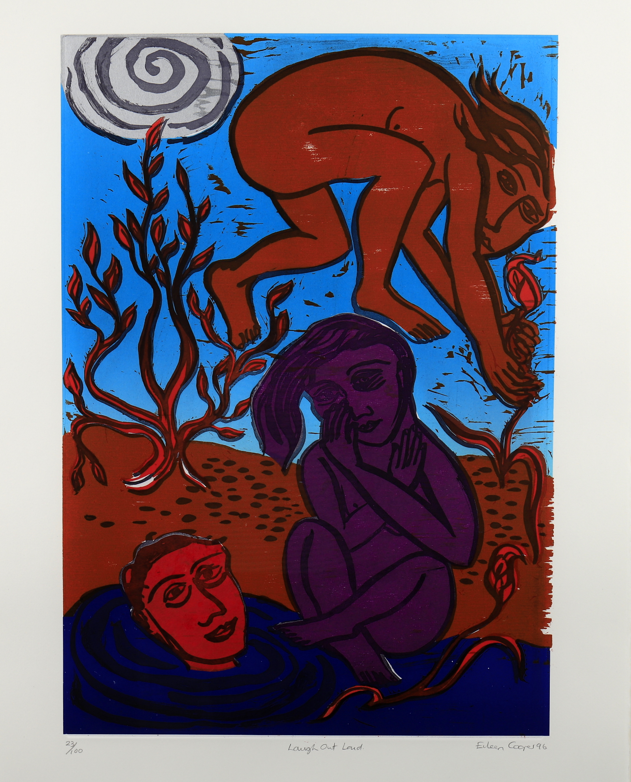 Inline Image - Lot 111: λ Eileen Cooper (British b.1953), 'Laugh out Loud, 1996'-, Etching, litho, woodcut & Chine Colle | Est. £150-250 (+ fees)