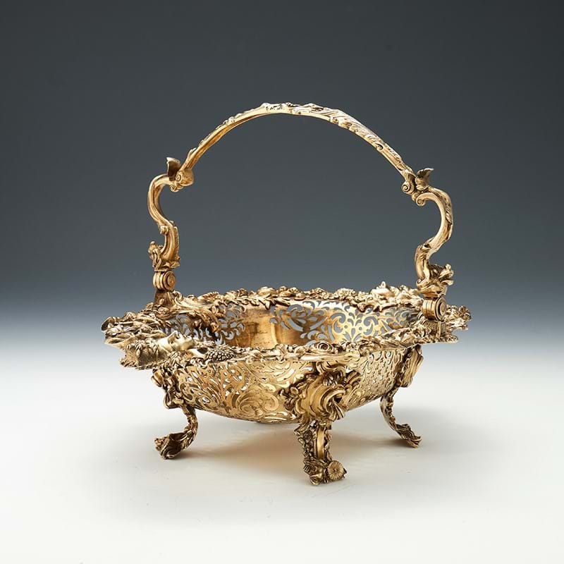 A good late George III silver gilt shaped oval bread basket by J. E. Terrey & Co., London 1819