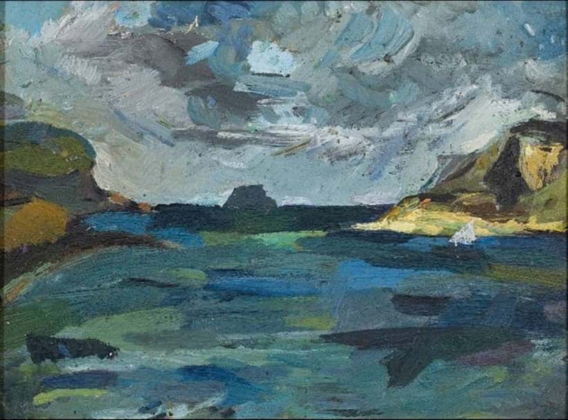 Inline Image - Image 30: Adrian Ryan, 'View from Tregonce Cliff, Near Padstow 1944', Oil on board 23 x 24cm, Private collection
