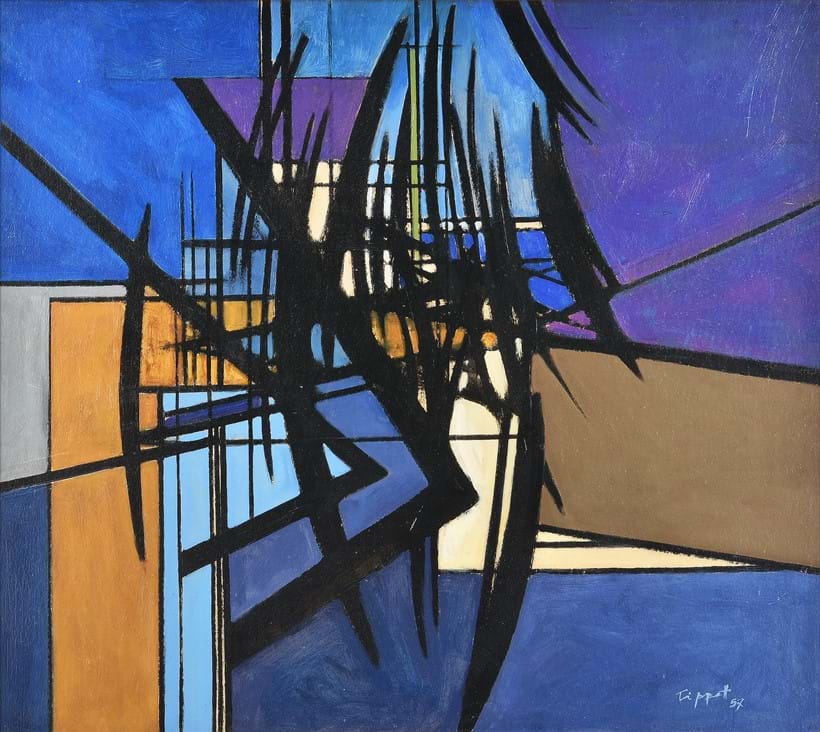 Inline Image - Lot 4: λ Bruce Tippett (British 1933-2017), 'Untitled, 1957', Oil on board | Est. £2,000-3,000 (+ fees)