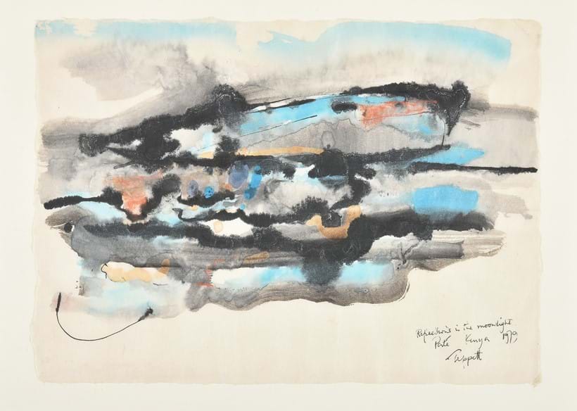 Inline Image - Lot 23: λ Bruce Tippett (British 1933-2017), 'Reflections in the Moonlight, Paté, Kenya', Mixed media on paper | Est. £200-300 (+ fees)