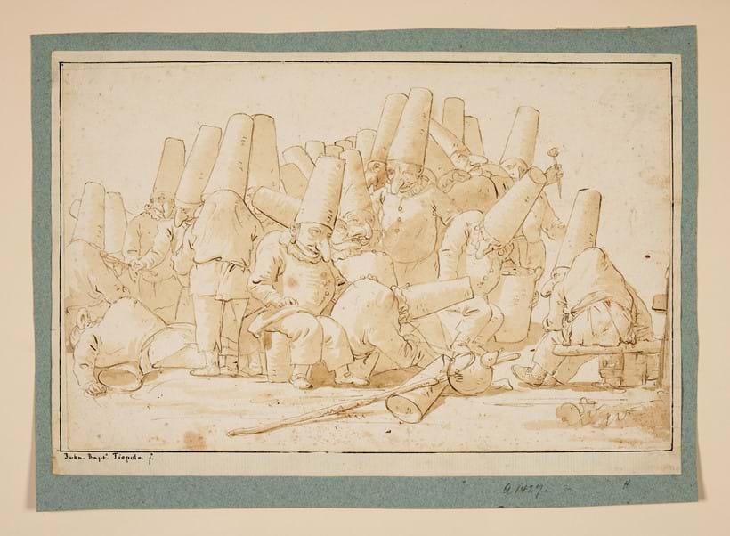 Inline Image - Giovanni Battista Tiepolo (Italian1696-1770), 'A group of Punchinelli', Pen, ink and wash | Est. £150,000-200,000 (+ fees)