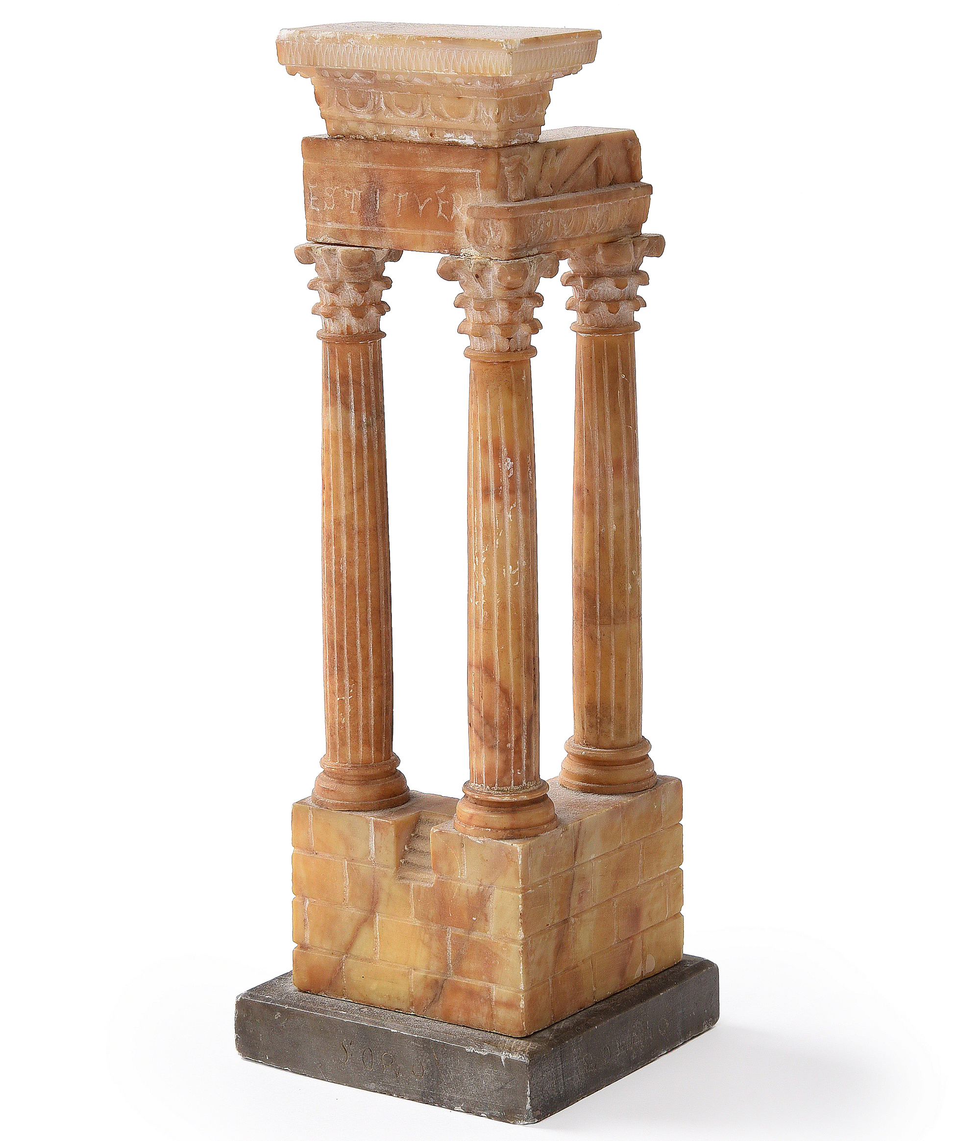 Inline Image - Lot 514: An Italian alabaster model of the Temple of Vespasian, Rome, 19th century | Est. £800-1,000 (+ fees)