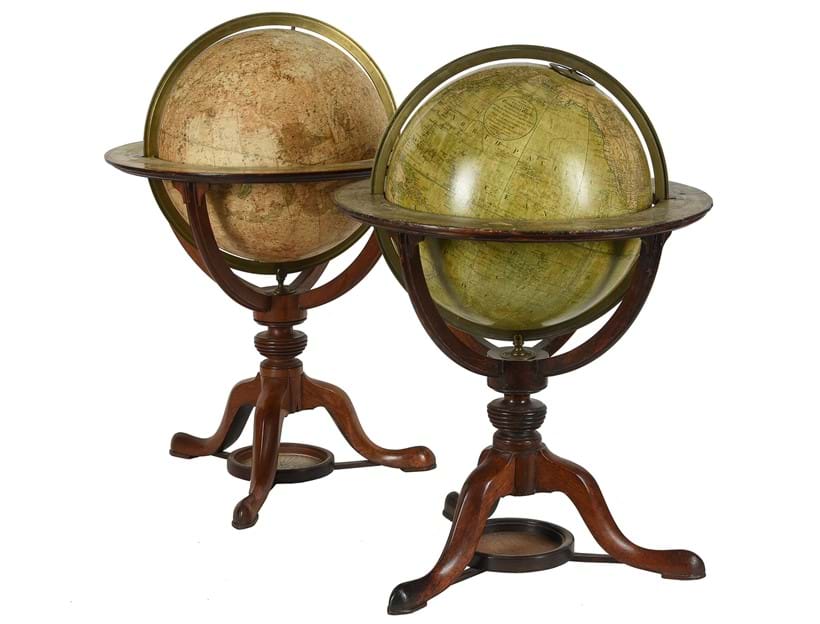 Inline Image - Lot 1: A fine pair of George III/Regency 12 inch library table globes, Thomas Bardin and William & Samuel Jones, London, 1817 and 1800 | Est. £3,500-4,500 (+ fees)