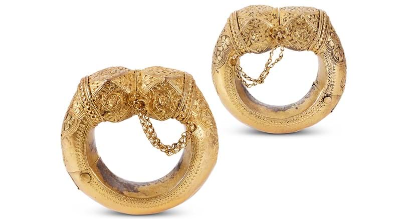 Inline Image - A pair of silver gilt Indian dancing bangles | Est. £700-1,000 (+ fees)