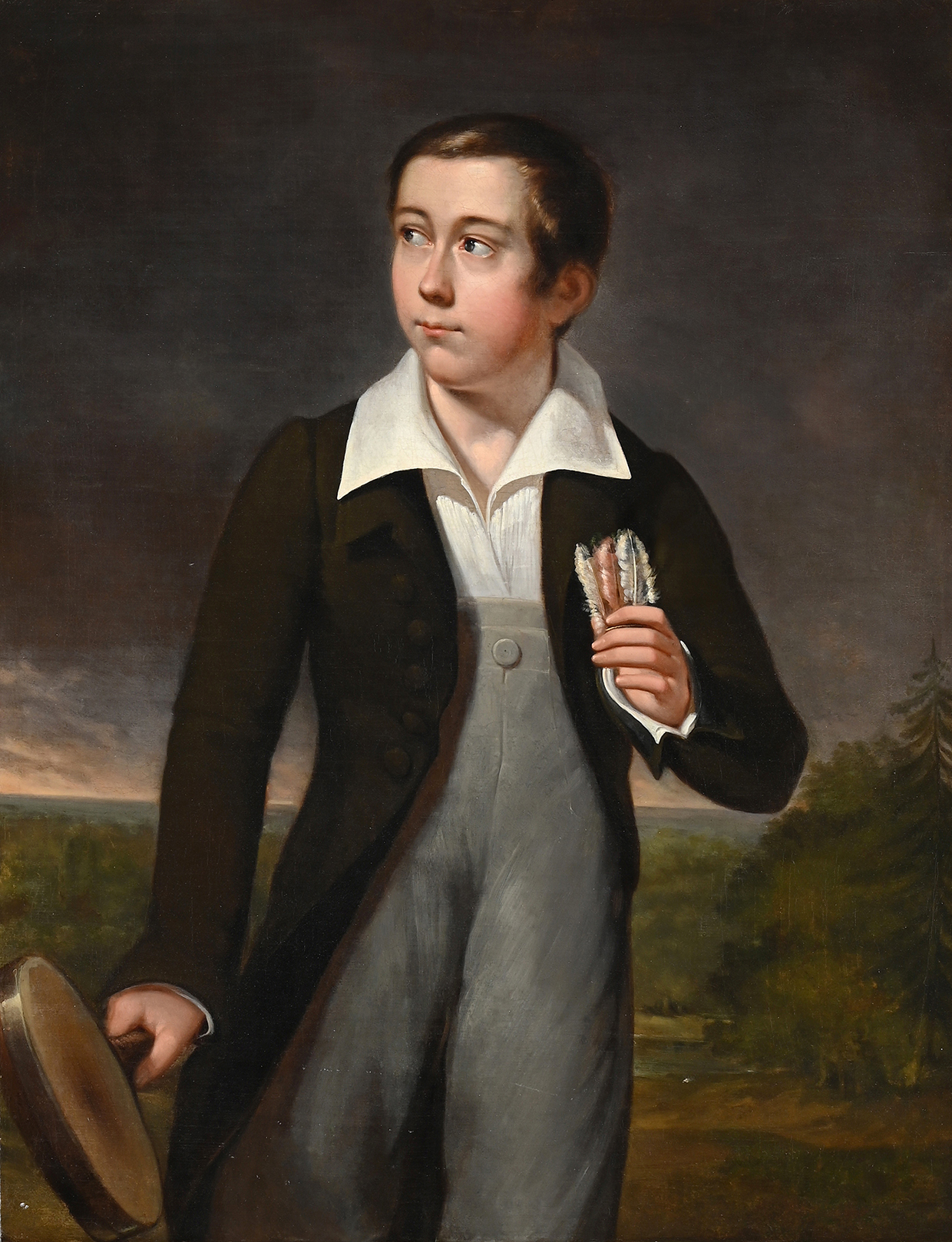 An Englishman In Amsterdam JOHANNES HENDRIK VAN WEST (DUTCH 1803 1881) PORTRAIT OF A BOY WITH A BATTLEDORE BAT AND SHUTTLECOCK