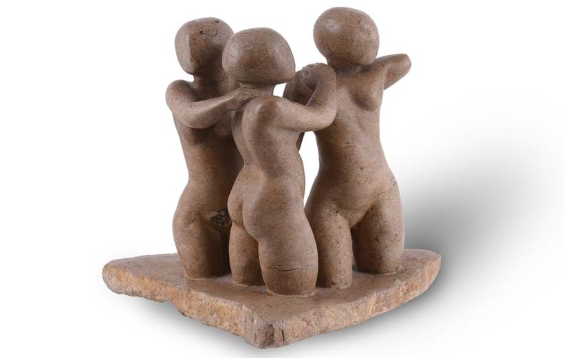 Inline Image - Lot 298: λ Emily Young (British b. 1951), 'Three graces', Purbeck stone | Est. £15,000-20,000 (+ fees)