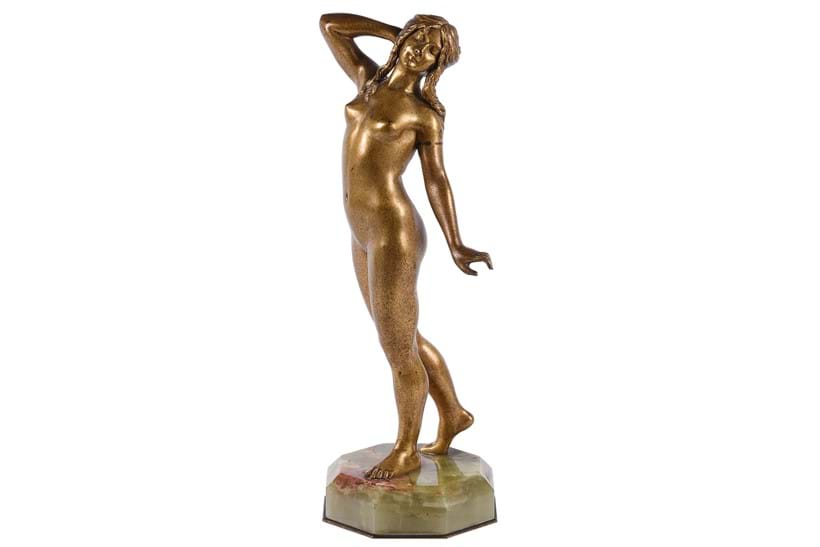 Inline Image - Lot 113: Dominique Alonzo (French, active 1910-1930), Dawn, an Art Deco gilt bronze figure of a female nude | Est. £300-500 (+ fees)