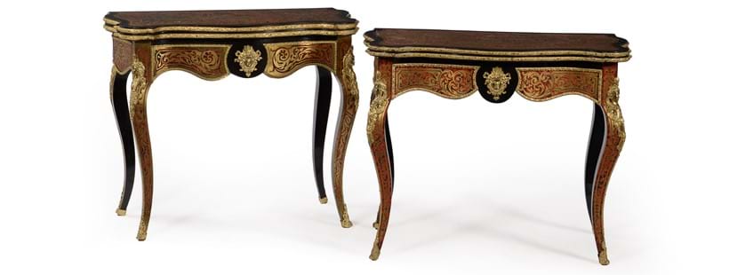 Inline Image - Lot 459: Y Two similar Napoleon III 'Boule' card tables, circa 1870 | Est. £1,200-1,800 (+ fees)