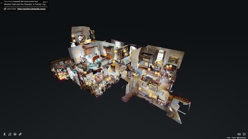 Inline Image - The "Dollshouse View" of Weston Hall. You can click on the "View Dollshouse", "View Floor Plan" or "Floor Selector" icon to navigate to the room you want to view.