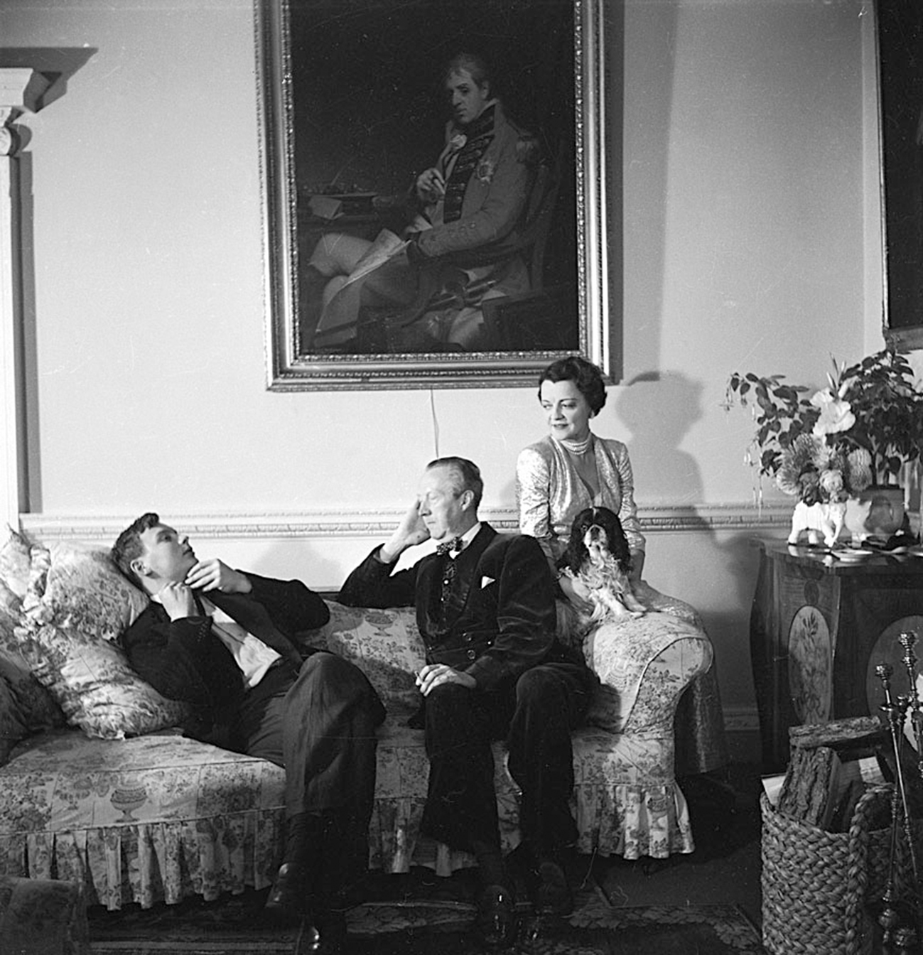 Inline Image - Georgia and Sir Sacheverell with Reresby in the Drawing Room at Weston Hall. © The Cecil Beaton Studio Archive
