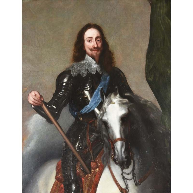 Circle of Sir Anthony van Dyck (Flemish 1599-1641), 'Charles I on horseback', Oil on canvas