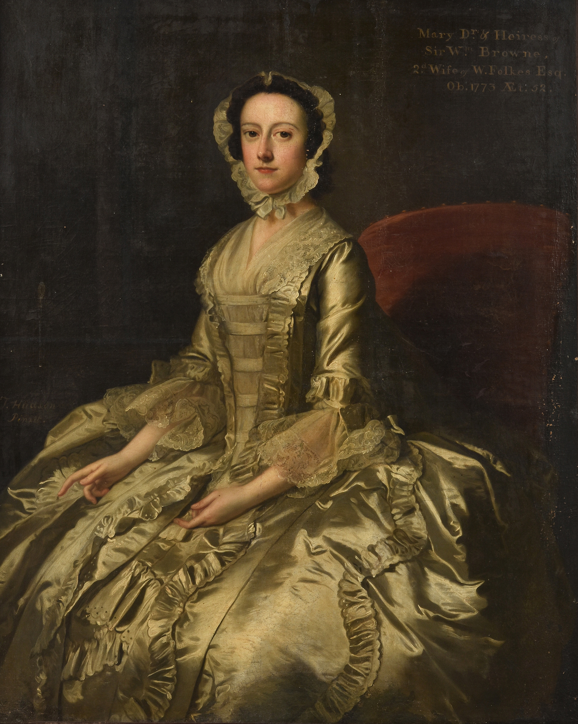 Inline Image - Lot 83: Thomas Hudson (British 1701 - 1779), 'Portrait of Mary Browne (1721 - 1773)', Oil on canvas | Est. £10,000-15,000 (+ fees)