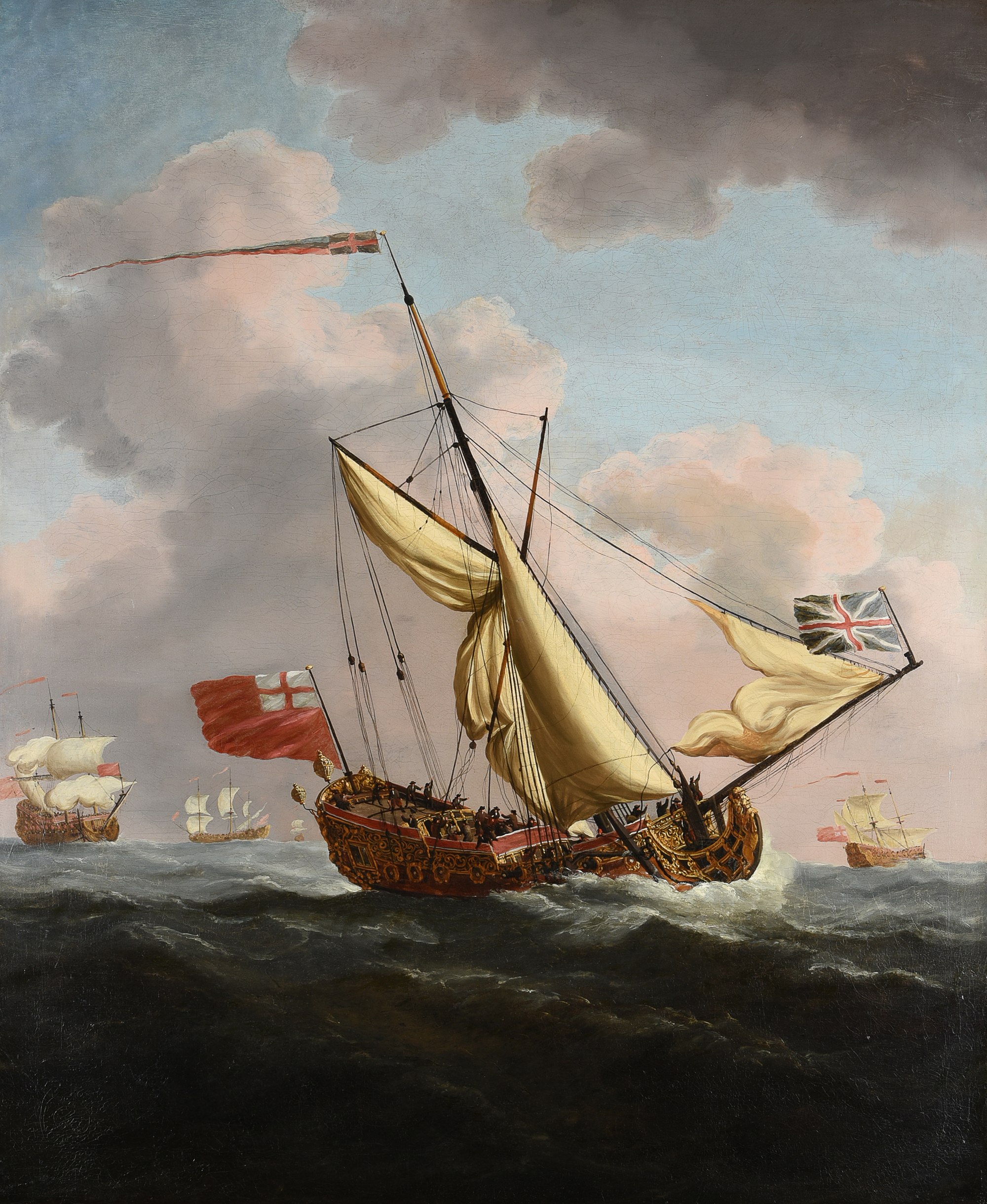 Inline Image - Lot 255: Studio of Willem van de Velde the Younger (Dutch 1633-1707), 'An English yacht racing to windward under a foresail', Oil on canvas | Est. £25,000-35,000 (+ fees)
