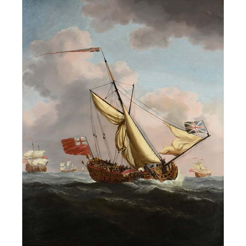 Inline Image - Lot 255: Studio of Willem van de Velde the Younger (Dutch 1633-1707), 'An English yacht racing to windward under a foresail', Oil on canvas | Est. £25,000-35,000 (+ fees)