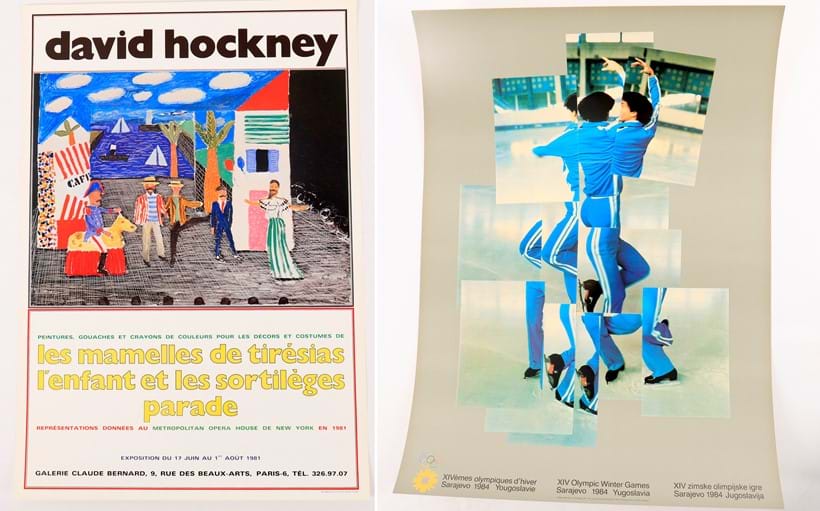 Inline Image - Lot 242: After David Hockney, Les Mamelles de Tiresias l'Enfant et les Sortileges Parade, Exhibition Poster, Galerie Claude Bernard, 17 June - 1 August 1981, Est. £200-300 (+ fees) | Lot 245: After David Hockney, XIV Olympic Winter Games, "Skater, New York", Poster, Sarajevo, 1984, Yugoslavia, Olympic Winter Games poster | Est. £300-500 (+ fees)