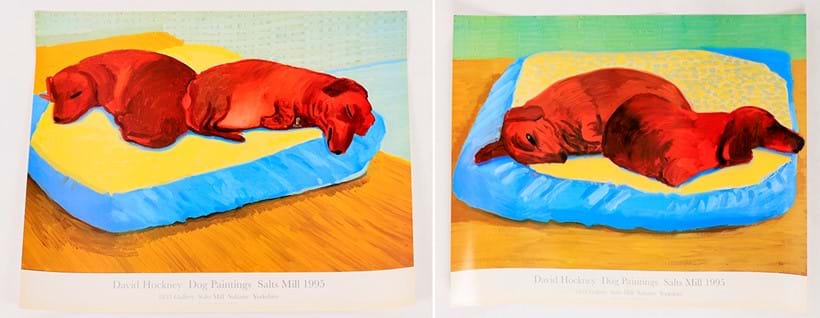 Inline Image - Lot 250: After David Hockney, Dog Painting, 38, Exhibition Poster , David Hockney, Dog Paintings, Salts Mill, 1995, Exhibition at 1853 Gallery, Est. £150-200 (+ fees) | Lot 251: After David Hockney, Dog Painting 43, Exhibition Poster, David Hockney, Dog Paintings, Salts Mill, 1995, Exhibition at 1853 Gallery, Est. £150-200 (+ fees)