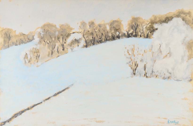 Inline Image - Lot 136: λ Eardley Knollys (British 1902-1991), 'A tree lined snowscape', Oil on paper | Est. £150-200 (+ fees)