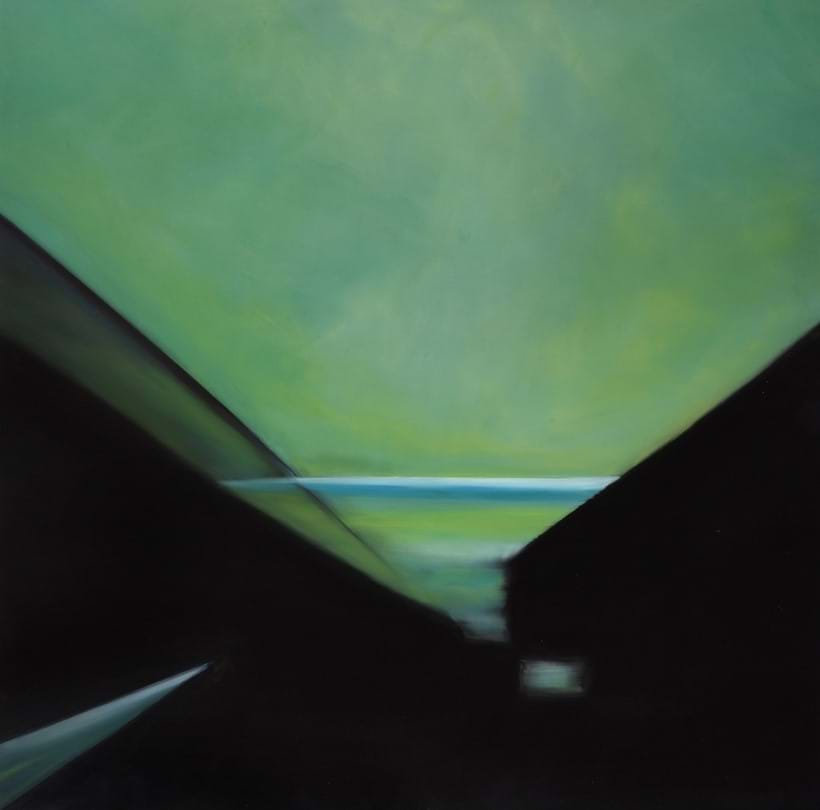 Inline Image - Lot 189: λ Helen Brough (British 20th/21st century), 'Lightscapes - Teal green, Mars black', Oil on aluminium  | Est. £1,000-1,500 (+ fees)