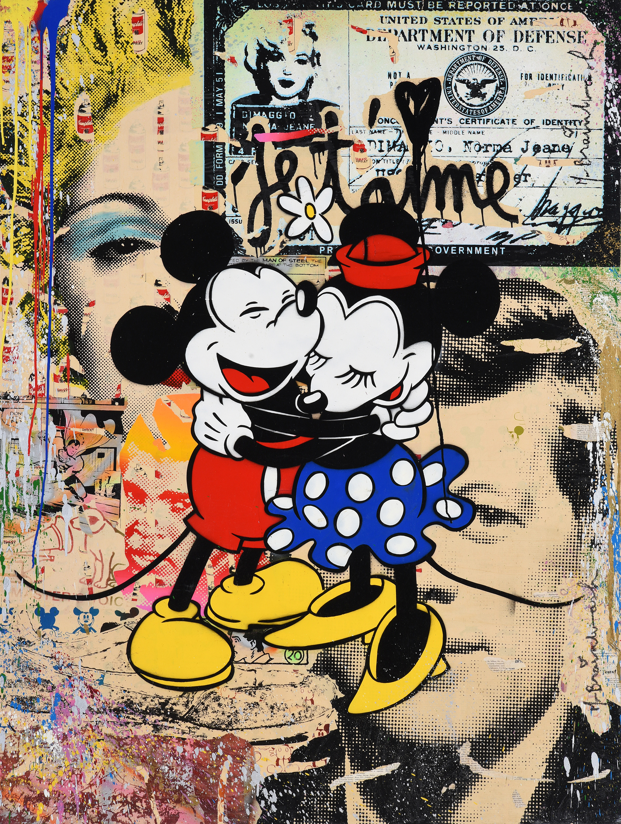 Inline Image - Mr Brainwash (French b. 1966), Beautiful Life - Mickey and Minnie Mouse', Mixed media, stencil and acrylic on canvas laid on board | Est. £10,000-15,000 (+ fees)
