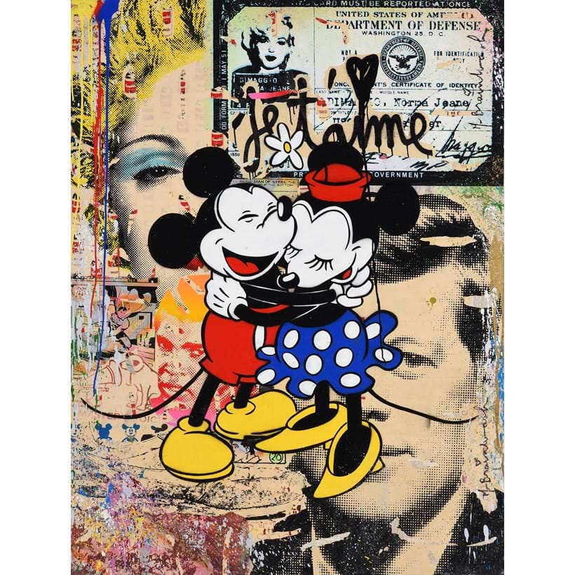 Inline Image - Mr Brainwash (French b. 1966), Beautiful Life - Mickey and Minnie Mouse', Mixed media, stencil and acrylic on canvas laid on board | Est. £10,000-15,000 (+ fees)