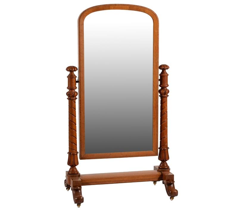 Inline Image - Lot 526 | A William IV oak cheval mirror, circa 1835 | Est. £500-800 (+ fees)