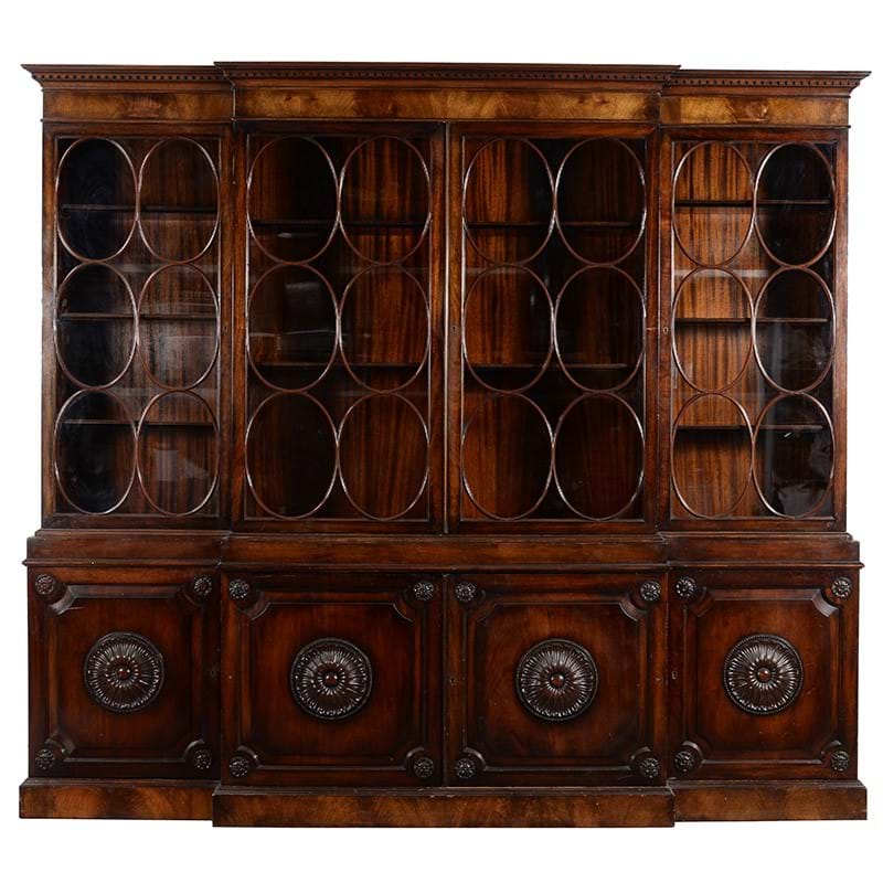 A mahogany library bookcase in George III style, 20th century