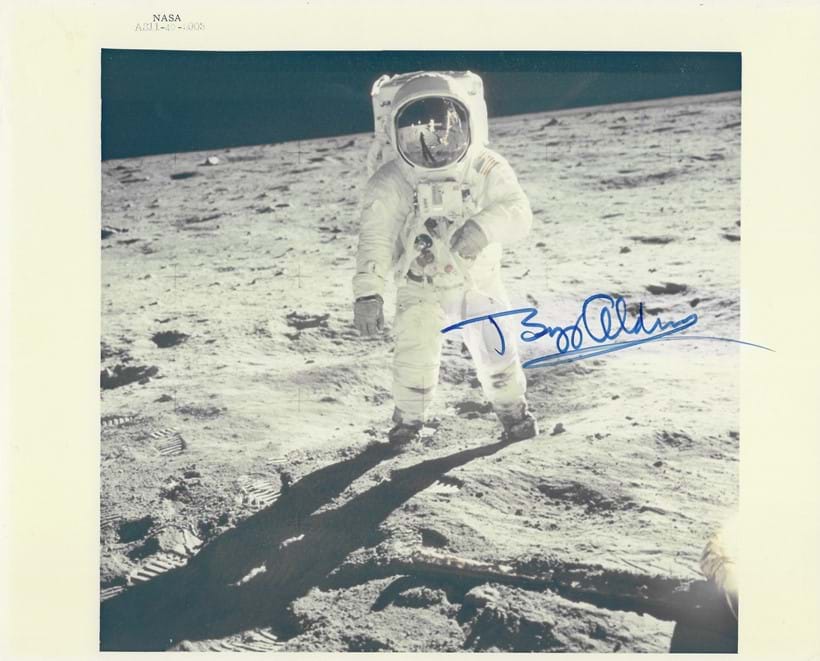 Inline Image - Lot 241: Celebrated "visor" portrait of Buzz Aldrin by Neil Armstrong, SIGNED, Apollo 11, 16-24 Jul 1969 | Est. £3,000-5,000 (+ fees)