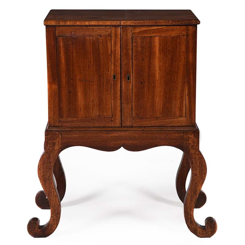 An exotic hardwood collector's cabinet on stand, 19th century