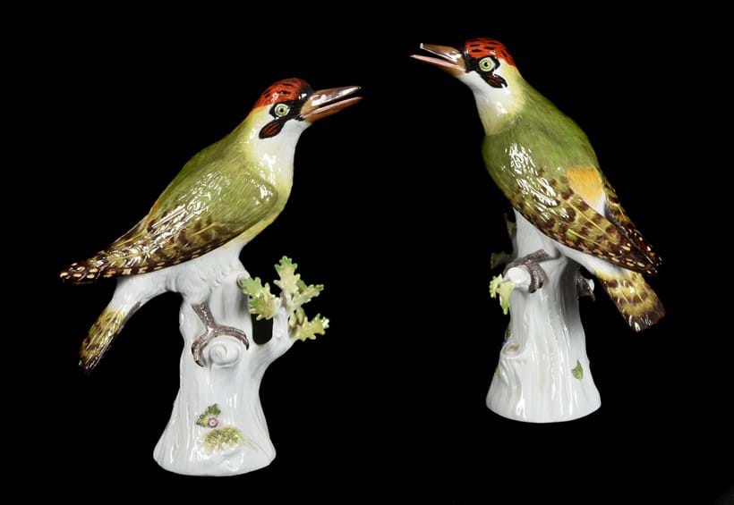 Inline Image - Lot 108: A pair of Meissen Green woodpeckers, 20th century | Est. £800-1,200 (+ fees)