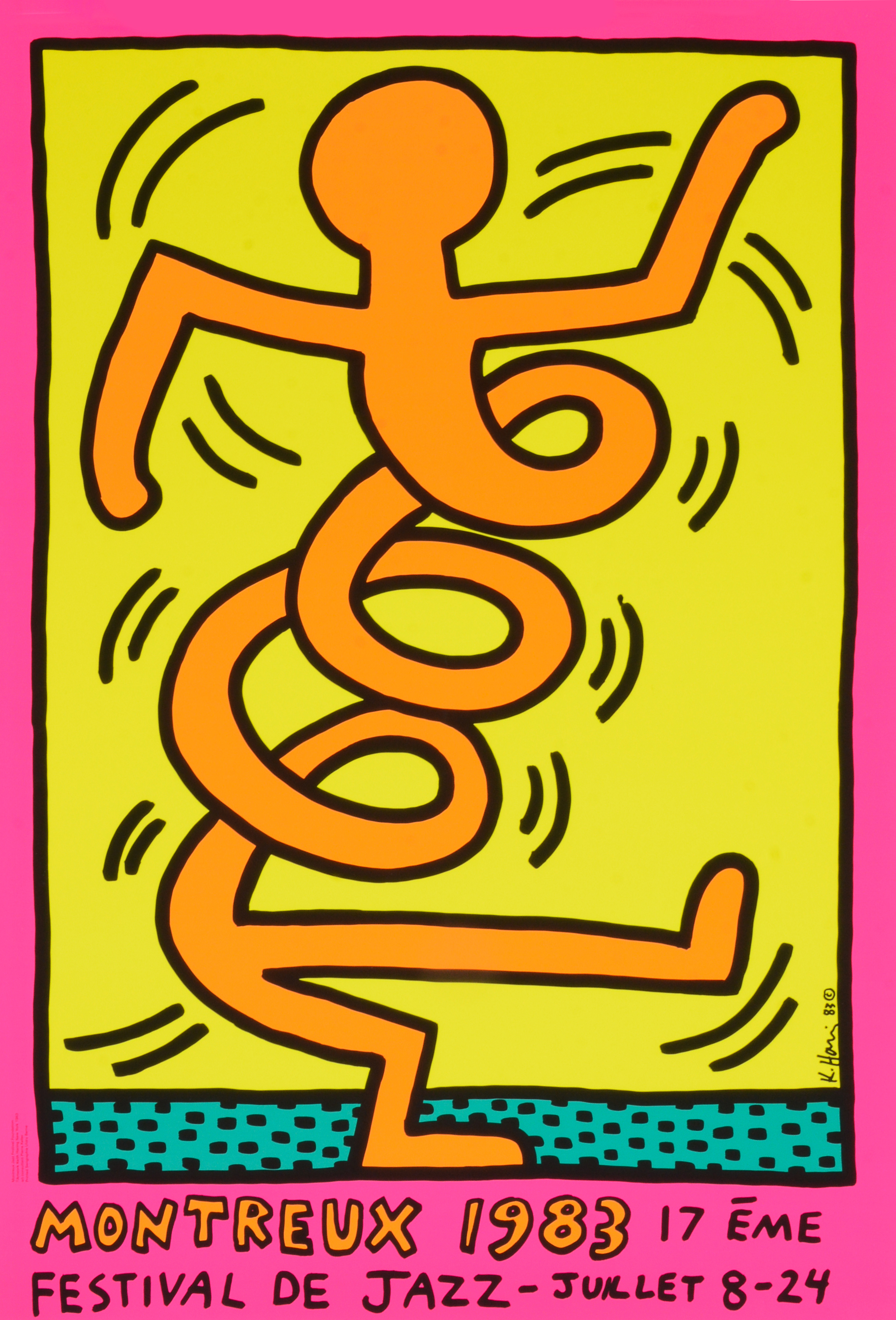 Inline Image - Lot 262: Keith Haring (American 1958-1990), 'Montreux Jazz Festival (Pink)', Screenprint in colours, 1983, printed by Serigraphie Uldry Bern, Switzerland | Est. £200-300 (+ fees)