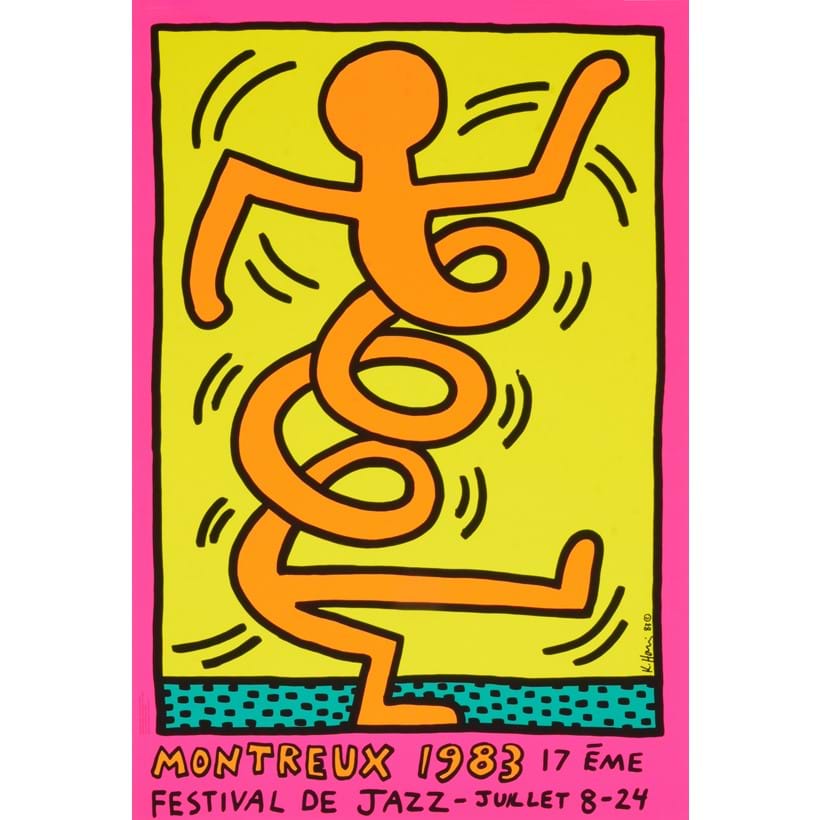 Inline Image - Lot 262: Keith Haring (American 1958-1990), 'Montreux Jazz Festival (Pink)', Screenprint in colours, 1983, printed by Serigraphie Uldry Bern, Switzerland | Est. £200-300 (+ fees)