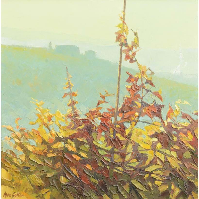 Inline Image - Lot 195: Alan Cotton (British b. 1936), 'Piemonte, Late Autumn Vines', Oil on canvas | Est. £800-1,200 (+ fees)