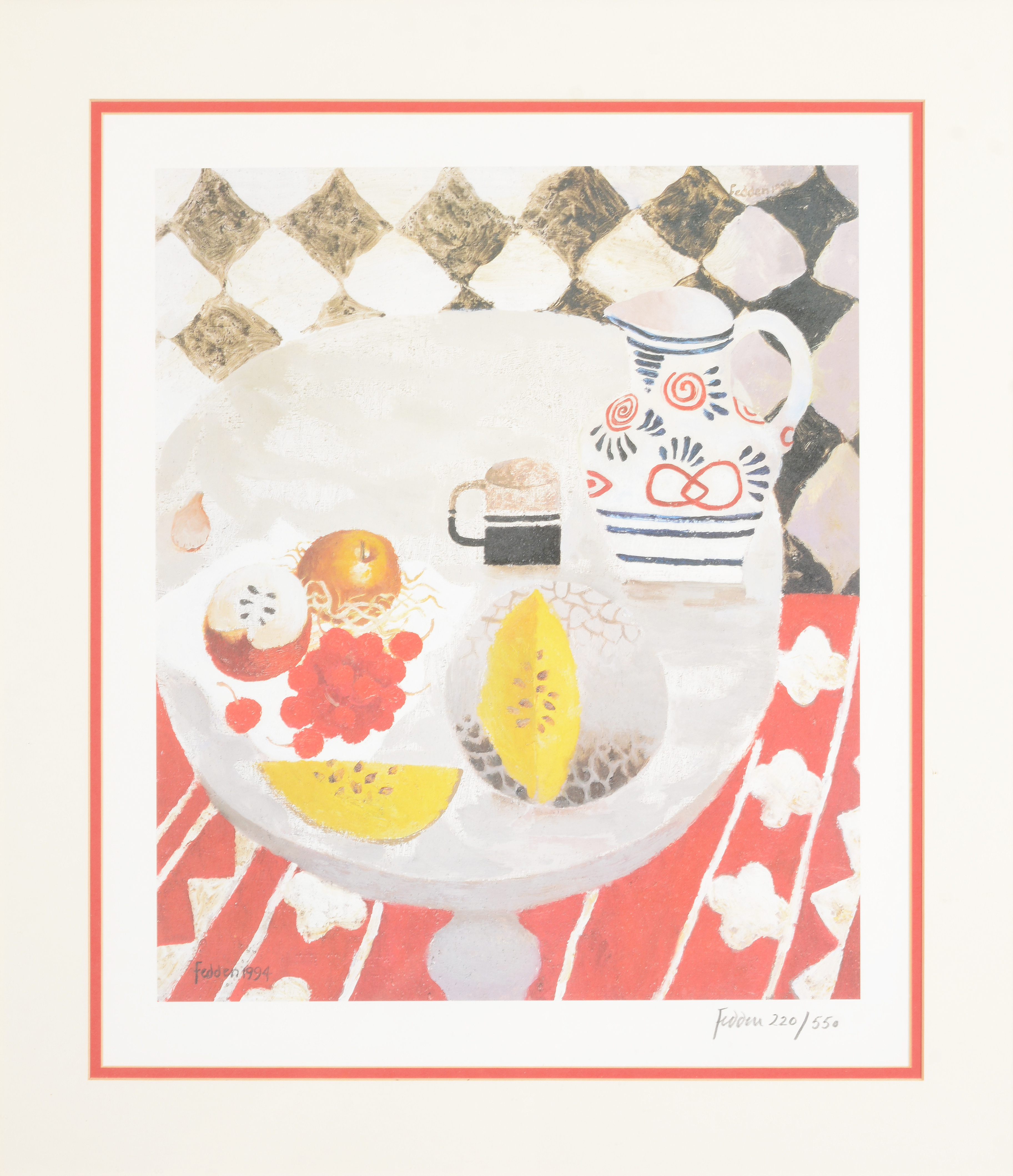 Inline Image - Lot 221: Mary Fedden (British 1915-2012), 'The Matisse Jug (No. 1)', Lithograph printed in colours, 1995 | Est. £300-500 (+ fees)