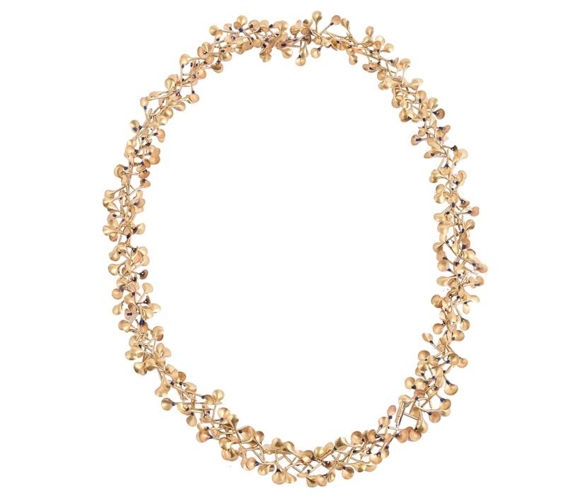 Inline Image - Lot 375: Jacqueline Ryan, a lapis lazuli and gold coloured necklace, circa 1998 | Est. £1,500-2,000 (+ fees)