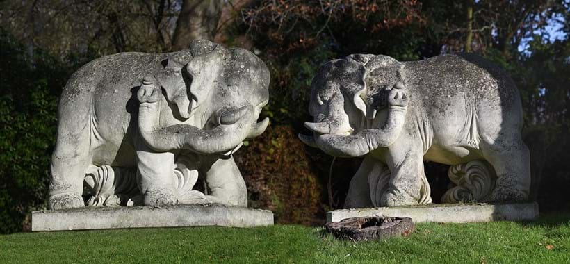 Inline Image - Lot 516: A pair of monumental carved stone elephants, 20th century | Est. £8,000-12,000 (+ fees)
